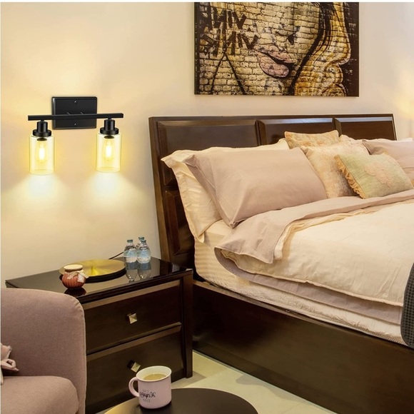 2-Light Wall Sconces, Modern Vanity Light Fixture Black Finish, Wall Light - Picture 4 of 6